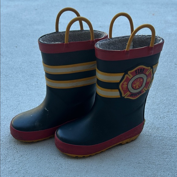 Western Chief Firefighter Kids Rain Boots - Black and Red - Picture 1 of 4